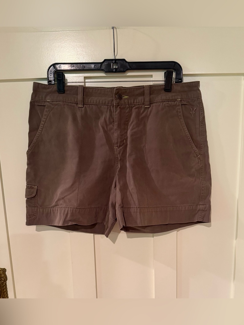 Ibex Organic Brown Cotton Utility Shorts Women’s SZ 12 Outdoor Embroidered